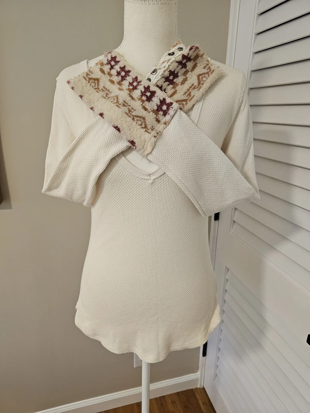 🤍 Free People We The Free Art School Cuff Thermal Henley | Size M | NWT/NWOT